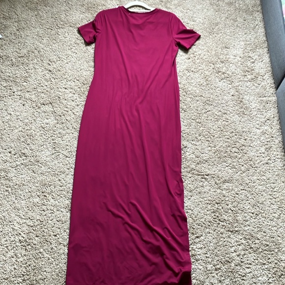 Theory, Electric Pink, Travel Short Sleeve Jersey Maxi Dress, Size S - Picture 4 of 8